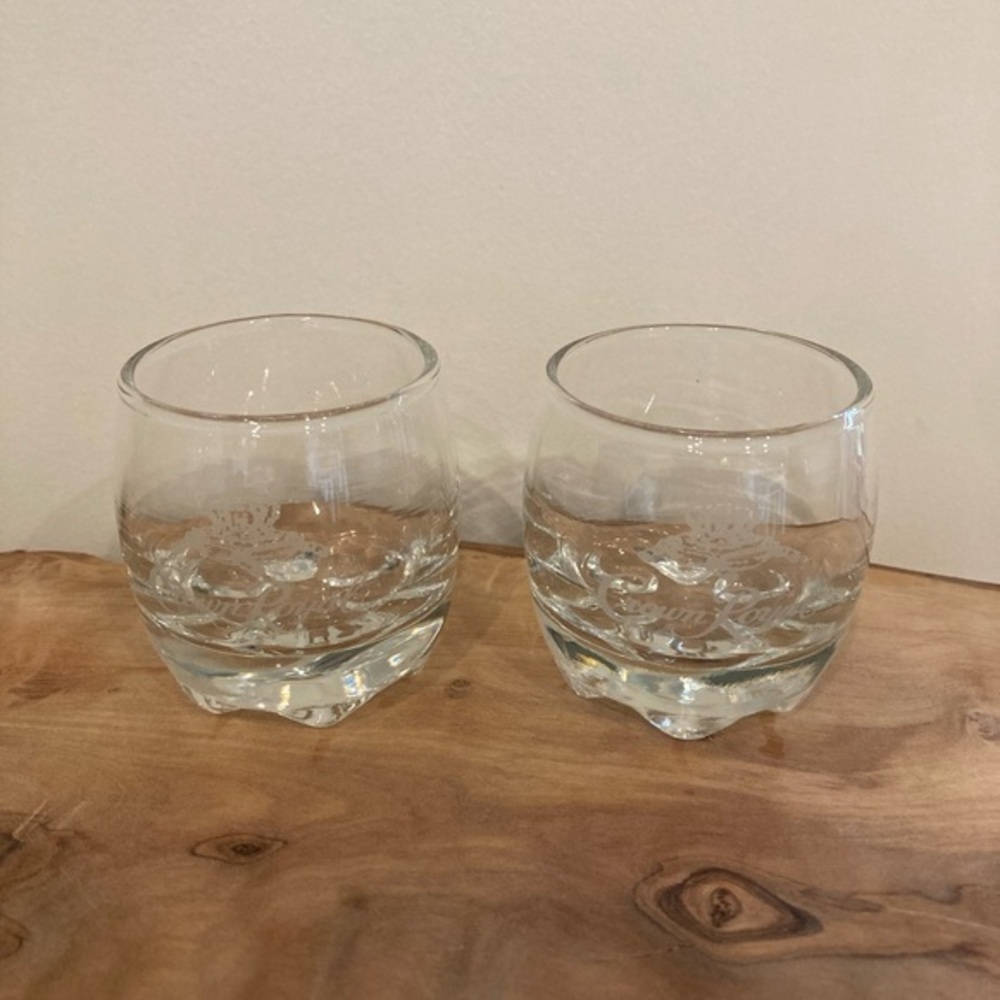 Crown Royal Canadian Whisky Shot Glasses 2 oz 2oz Etched-Set Of 2